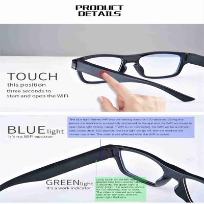 Gafas de sol 1080p de Security Smart Camera del guardia de la colección de la prueba con la grabación de vídeo audio