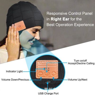 Gorrita tejida de Bluetooth para el sombrero de Bluetooth de los hombres, regalos para hombre, regalos de la tecnología de la Navidad de Beanie Hat Black Headphones Unique de las mujeres