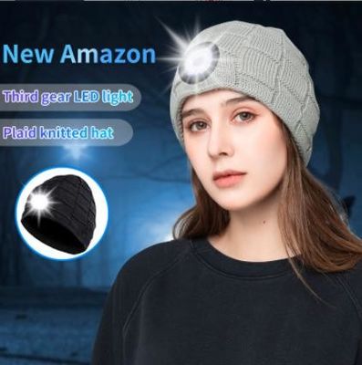 Bluetooth Beanie Hat Video Camera con la luz, auriculares inalámbricos recargables del casquillo del faro del USB 4 LED para esquiar, corriendo