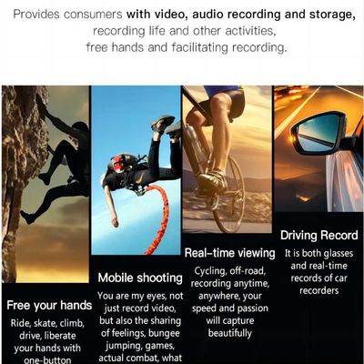 gafas de sol video de los 5.0M HD Mountaineering Sport Action Vlogging con teledirigido