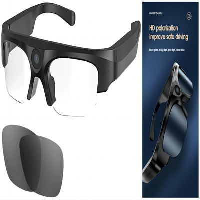 Las mujeres Bluetooth de los hombres que las gafas de sol video con música abierta del oído conectan llaman por teléfono a las tabletas