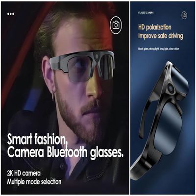 Las mujeres Bluetooth de los hombres que las gafas de sol video con música abierta del oído conectan llaman por teléfono a las tabletas