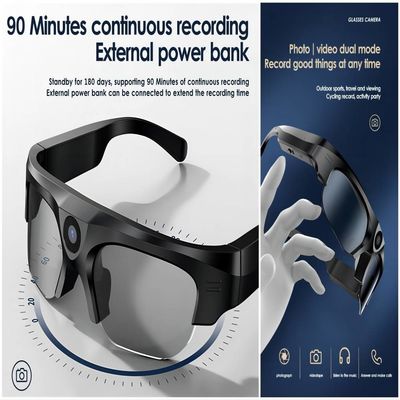 gafas de sol para la pesca, saltando en caída libre, esquí de la cámara de vídeo de 4K Bluetooth