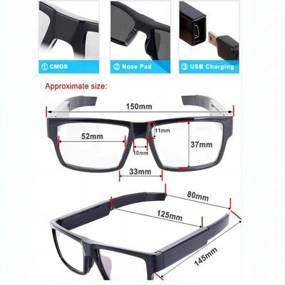 Gafas de sol ocultadas TR90 de la cámara un peso ligero de control de tacto 40g del finger
