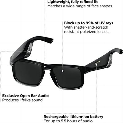 Las manos video inalámbricas audios de las gafas de sol de Bluetooth liberan la llamada de los auriculares abiertos del oído