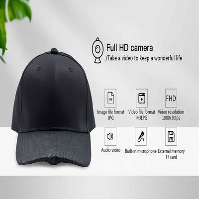 Registrador ocultado cámara usable del almacenamiento externo 1296P del sombrero 128GB de la cámara del cuerpo