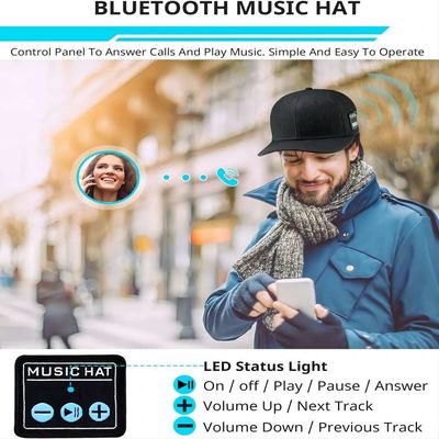 Sombrero inalámbrico del altavoz del bluetooth, Washable+ ajustables con el sonido DE ALTA FIDELIDAD para el deporte del béisbol, patinando sobre hielo deporte al aire libre del etc