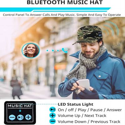 Gorra de béisbol de Bluetooth con los auriculares, el micrófono incorporado y los altavoces estéreos, sombrero recargable de la música del USB para las mujeres de los hombres