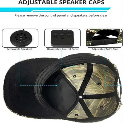 Gorra de béisbol de Bluetooth con los auriculares, el micrófono incorporado y los altavoces estéreos, sombrero recargable de la música del USB para las mujeres de los hombres