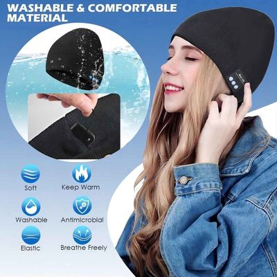 Gorrita tejida de Bluetooth, paño grueso y suave doble alineado con el punto caliente inalámbrico Beanie Bluetooth Hat de Bluetooth 5,1