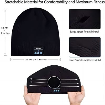 Gorrita tejida de Bluetooth, paño grueso y suave doble alineado con el punto caliente inalámbrico Beanie Bluetooth Hat de Bluetooth 5,1