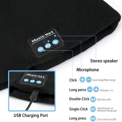Gorrita tejida de Bluetooth, paño grueso y suave doble alineado con el punto caliente inalámbrico Beanie Bluetooth Hat de Bluetooth 5,1