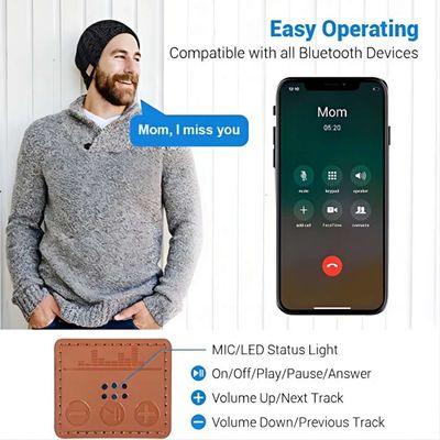 Llamadas de teléfono sin manos multifuncionales de la cámara B5 del sombrero de la gorrita tejida de Bluetooth/música/calor/grabación para la caza del invierno, corriendo