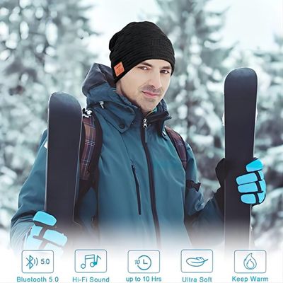 Sombrero negro Bluetooth del altavoz inalámbrico de Bluetooth Beanie Hat con música gozar como almacenamiento de los regalos de las embutidoras para la familia