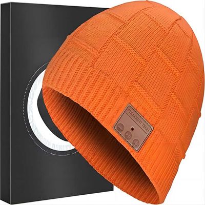 Llamadas manos libres anaranjadas de la música de Bluetooth Beanie Hat Wireless Headset Listening