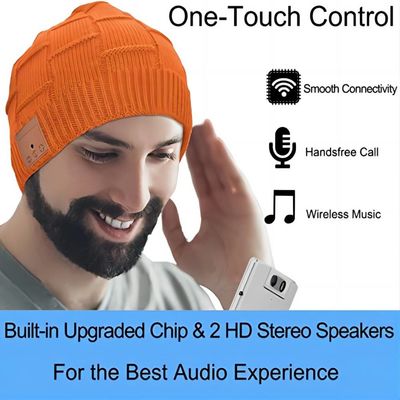 Llamadas manos libres anaranjadas de la música de Bluetooth Beanie Hat Wireless Headset Listening