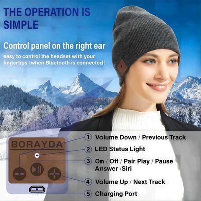 Casquillo del punto del invierno de Bluetooth Beanie Hat Headphone Music Hat de las mujeres de los hombres