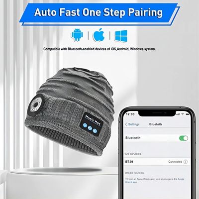 Casquillo recargable unisex del faro del sombrero USB 4 LED de la música de la linterna de LED para activar