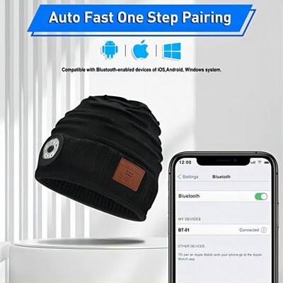 Faro de Bluetooth Beanie Hat With LED de la batería recargable para el ciclo Biking que camina que sube