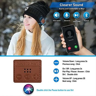 Faro de Bluetooth Beanie Hat With LED de la batería recargable para el ciclo Biking que camina que sube