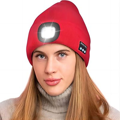 El sombrero inalámbrico del auricular del casquillo del faro del LED enciende su manera, música que escucha