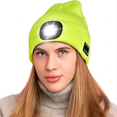 Sombrero de los auriculares de Bluetooth del casquillo de la música del faro del LED para la Navidad, cumpleaños, hombres