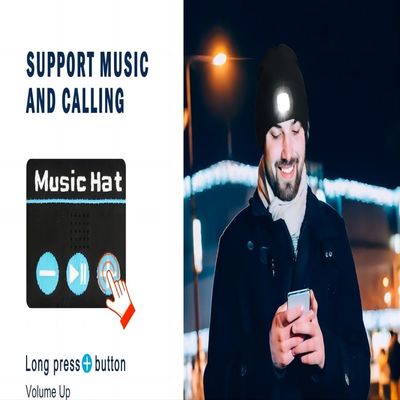 Sombrero unisex de Bluetooth de la linterna con el sombrero inalámbrico ligero de la música de los auriculares