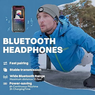 El sombrero de los auriculares de Bluetooth de los deportes da libremente con las negociaciones Flahslight del teléfono de la música