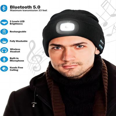 Respuestas del teléfono de la música del sombrero de los auriculares de Bluetooth de la linterna para el funcionamiento de la noche