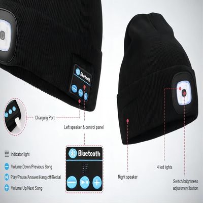 Casquillo de Bluetooth con la luz, los auriculares inalámbricos y el faro como grandes regalos para los hombres, mujeres, Teenages
