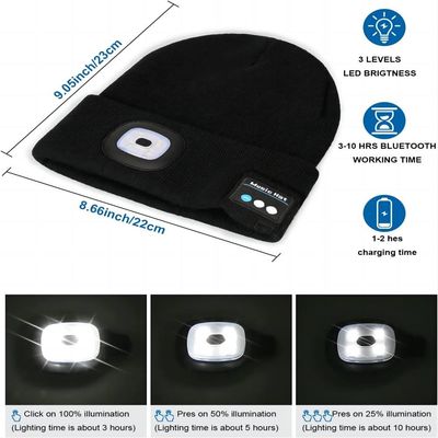 Casquillo de Bluetooth con la luz, los auriculares inalámbricos y el faro como grandes regalos para los hombres, mujeres, Teenages