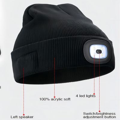 Sombrero inalámbrico de los auriculares de Bluetooth con Bluetooth ligero Beanie Night Biking