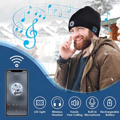 Sombrero inalámbrico de los auriculares de Bluetooth con Bluetooth ligero Beanie Night Biking