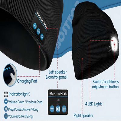 Las manos unisex del LED Beanie With Light USB Rechargable liberan el casquillo del faro de 4 LED