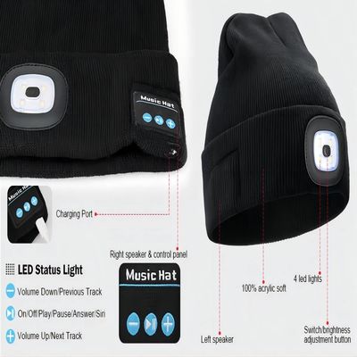El faro del LED Bluetooth Beanie With, USB unisex Rechargable da a mujeres libres de las linternas hombres los regalos para el papá él marido
