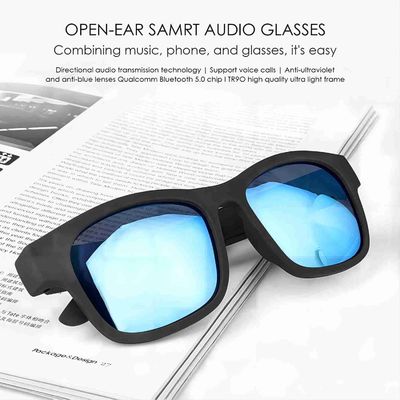 Música impermeable inalámbrica de las gafas de sol IPX4 Bluetooth con negro abierto del estilo del oído